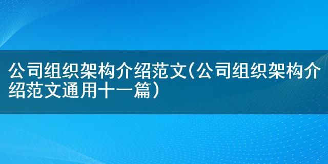 大红鹰彩票网公司组织架构介绍范文(公司组织架构介绍范文通用十一篇)